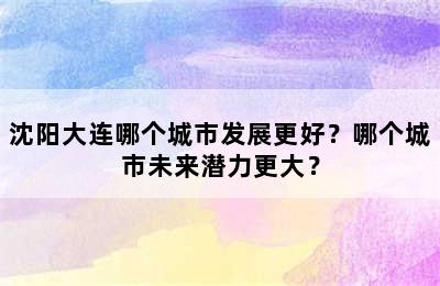 沈阳大连哪个城市发展更好？哪个城市未来潜力更大？