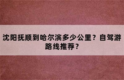 沈阳抚顺到哈尔滨多少公里？自驾游路线推荐？