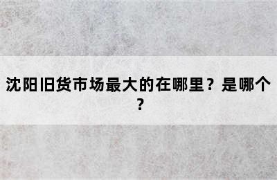 沈阳旧货市场最大的在哪里？是哪个？