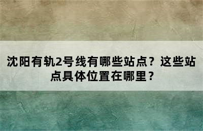 沈阳有轨2号线有哪些站点？这些站点具体位置在哪里？