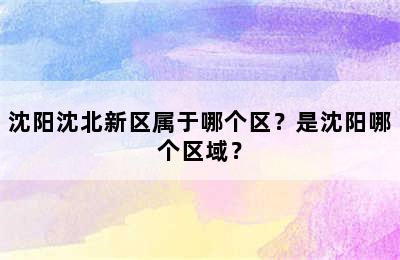沈阳沈北新区属于哪个区？是沈阳哪个区域？