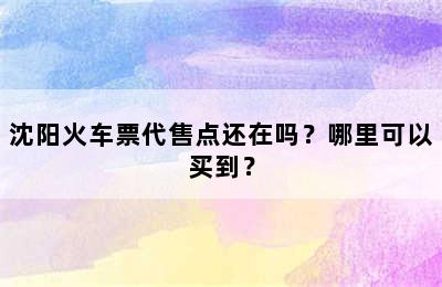 沈阳火车票代售点还在吗？哪里可以买到？