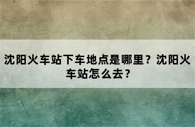 沈阳火车站下车地点是哪里？沈阳火车站怎么去？