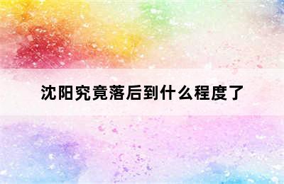 沈阳究竟落后到什么程度了