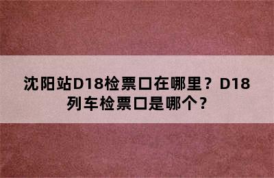 沈阳站D18检票口在哪里？D18列车检票口是哪个？