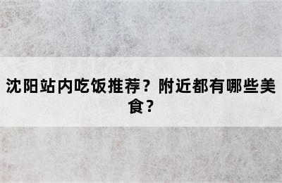 沈阳站内吃饭推荐？附近都有哪些美食？