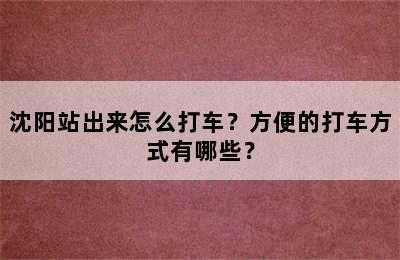 沈阳站出来怎么打车？方便的打车方式有哪些？