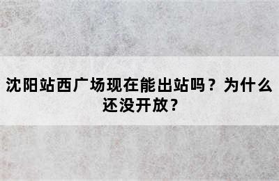 沈阳站西广场现在能出站吗？为什么还没开放？