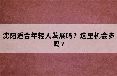 沈阳适合年轻人发展吗？这里机会多吗？