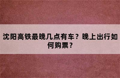 沈阳高铁最晚几点有车？晚上出行如何购票？