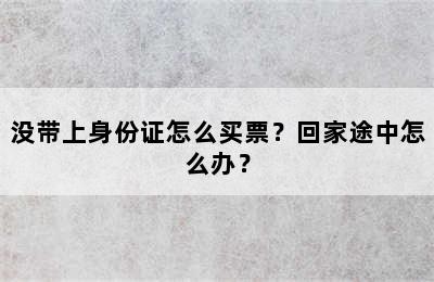 没带上身份证怎么买票？回家途中怎么办？