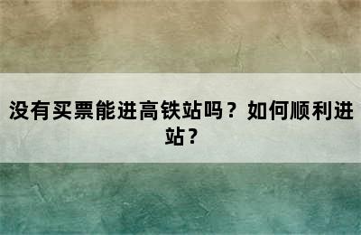 没有买票能进高铁站吗？如何顺利进站？