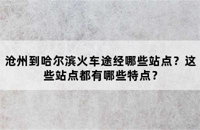 沧州到哈尔滨火车途经哪些站点？这些站点都有哪些特点？