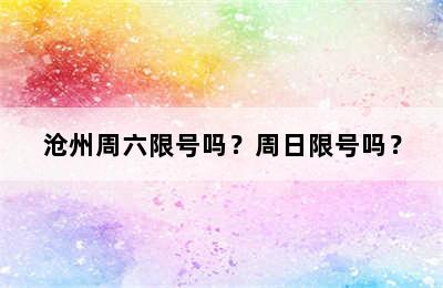 沧州周六限号吗？周日限号吗？