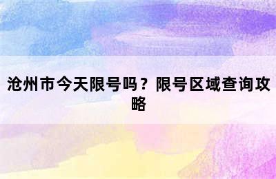 沧州市今天限号吗？限号区域查询攻略