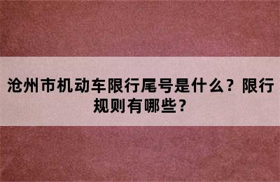 沧州市机动车限行尾号是什么？限行规则有哪些？