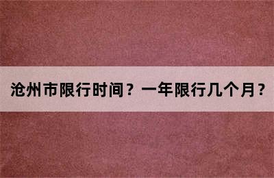 沧州市限行时间？一年限行几个月？