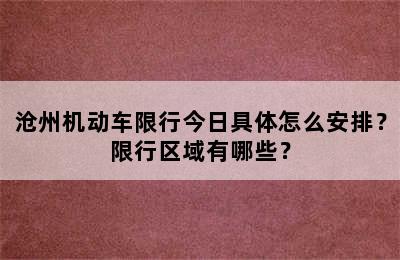 沧州机动车限行今日具体怎么安排？限行区域有哪些？