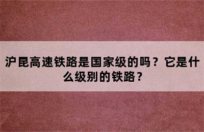 沪昆高速铁路是国家级的吗？它是什么级别的铁路？