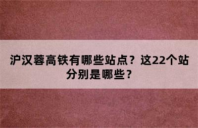 沪汉蓉高铁有哪些站点？这22个站分别是哪些？