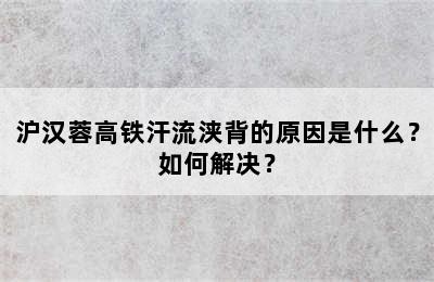 沪汉蓉高铁汗流浃背的原因是什么？如何解决？