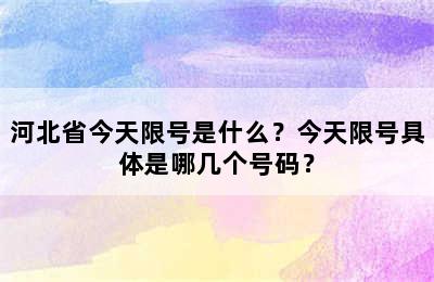 河北省今天限号是什么？今天限号具体是哪几个号码？