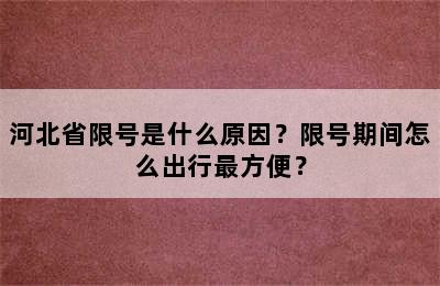 河北省限号是什么原因？限号期间怎么出行最方便？