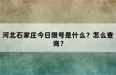 河北石家庄今日限号是什么？怎么查询？