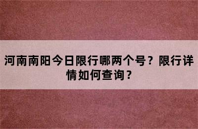 河南南阳今日限行哪两个号？限行详情如何查询？