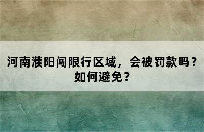 河南濮阳闯限行区域，会被罚款吗？如何避免？