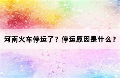 河南火车停运了？停运原因是什么？