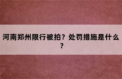 河南郑州限行被拍？处罚措施是什么？