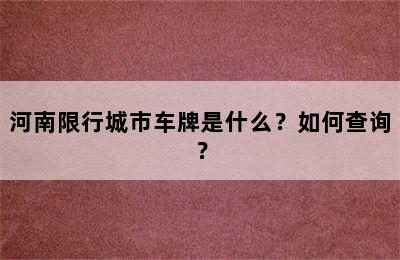 河南限行城市车牌是什么？如何查询？