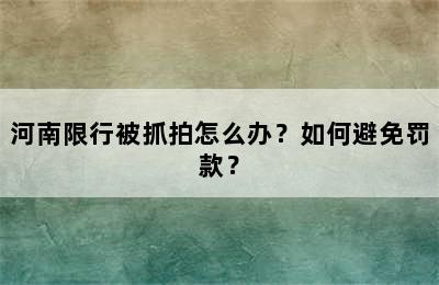 河南限行被抓拍怎么办？如何避免罚款？