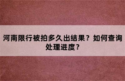 河南限行被拍多久出结果？如何查询处理进度？