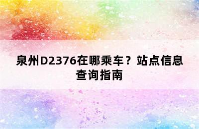 泉州D2376在哪乘车？站点信息查询指南