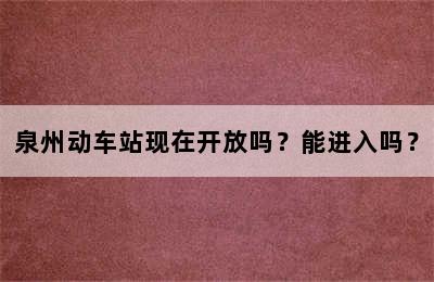 泉州动车站现在开放吗？能进入吗？