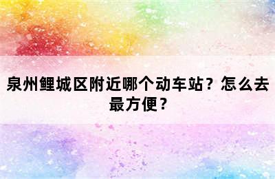 泉州鲤城区附近哪个动车站？怎么去最方便？