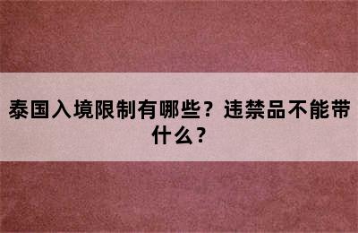 泰国入境限制有哪些？违禁品不能带什么？