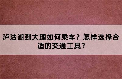 泸沽湖到大理如何乘车？怎样选择合适的交通工具？