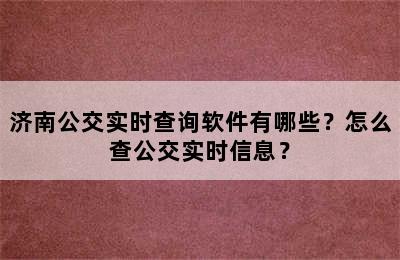 济南公交实时查询软件有哪些？怎么查公交实时信息？