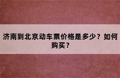 济南到北京动车票价格是多少？如何购买？