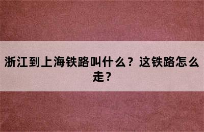 浙江到上海铁路叫什么？这铁路怎么走？