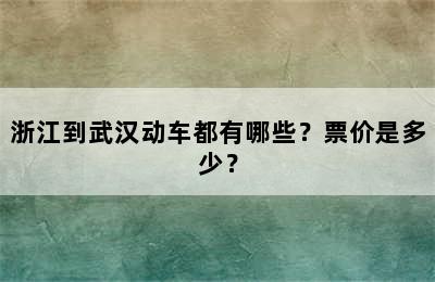 浙江到武汉动车都有哪些？票价是多少？