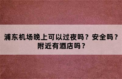 浦东机场晚上可以过夜吗？安全吗？附近有酒店吗？