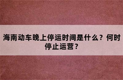 海南动车晚上停运时间是什么？何时停止运营？