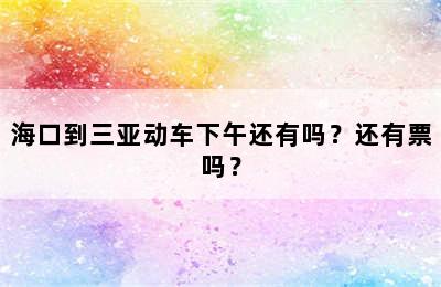 海口到三亚动车下午还有吗？还有票吗？