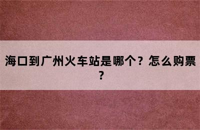 海口到广州火车站是哪个？怎么购票？