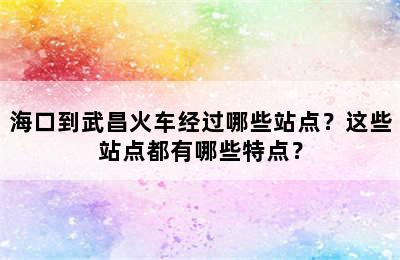 海口到武昌火车经过哪些站点？这些站点都有哪些特点？