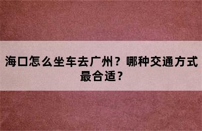海口怎么坐车去广州？哪种交通方式最合适？